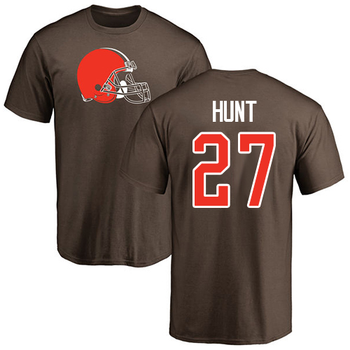 Men Cleveland Browns Kareem Hunt Brown Jersey #27 NFL Football Name and Number Logo T Shirt->cleveland browns->NFL Jersey